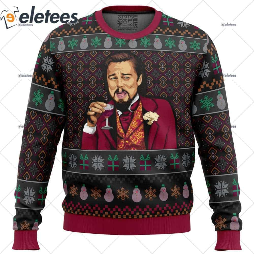 Laughing Leo DiCaprio Meme Ugly Christmas Sweater