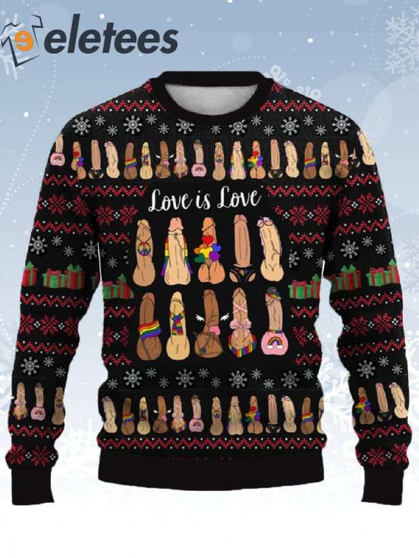 Love Is Love Cocks Ugly Christmas Sweater