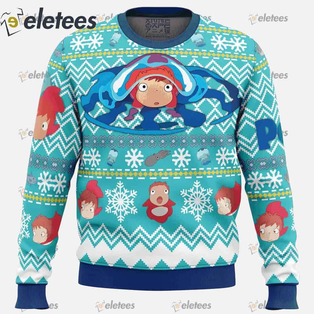 Magical Ponyo Studio Ghibli Ugly Christmas Sweater