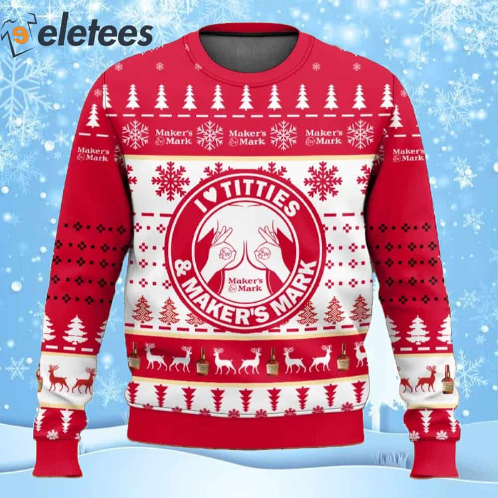 Maker's Mark Titties Ugly Christmas Sweater