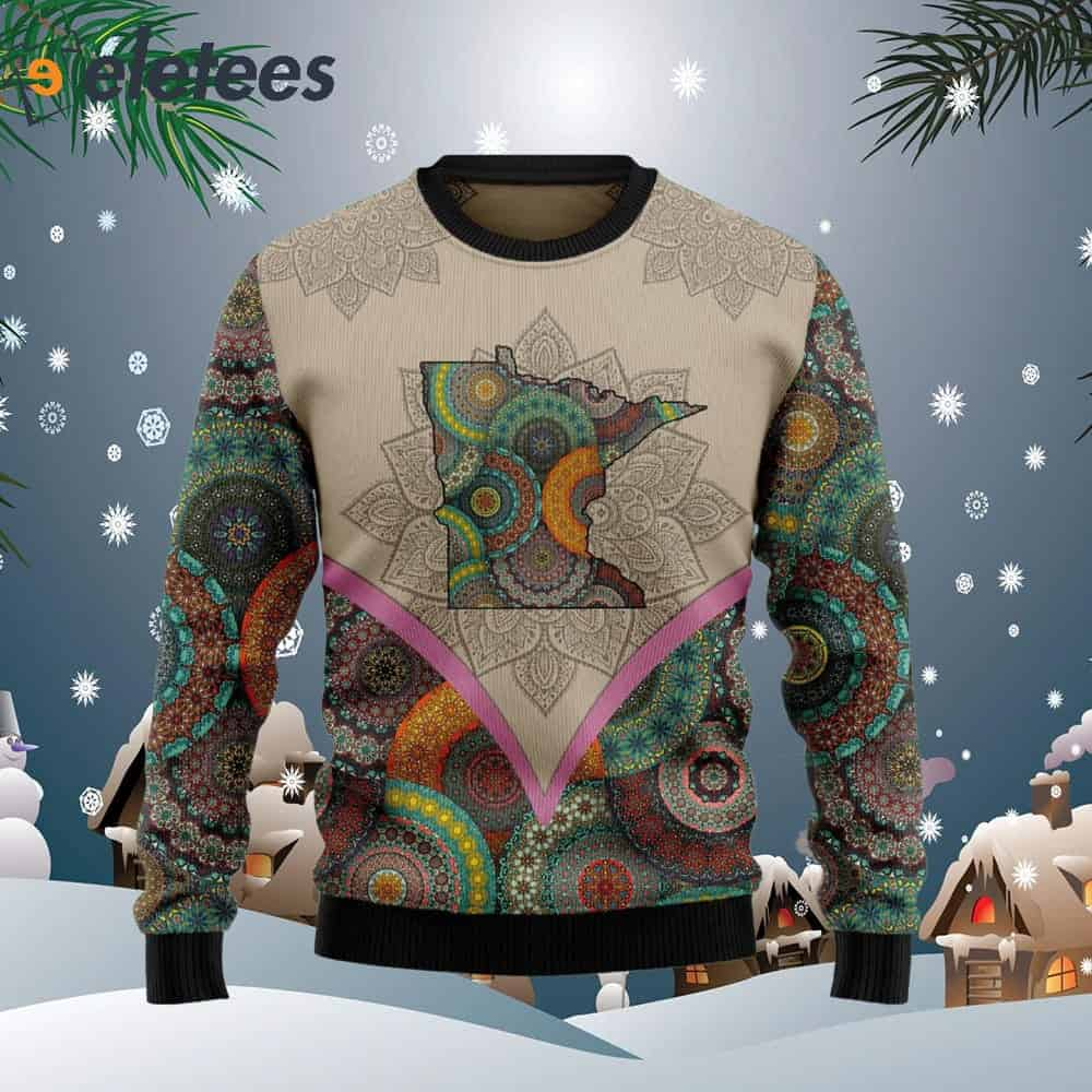 Mandala Minnesota Home Ugly Christmas Sweater