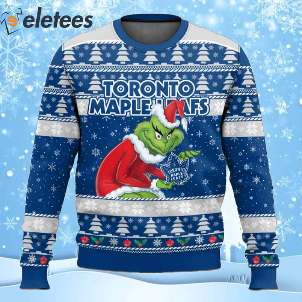 Maple Leafs Hockey Grnch Ugly Christmas Sweater