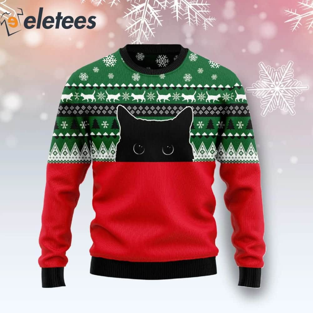 Meow Meow Black Cat Ugly Christmas Sweater