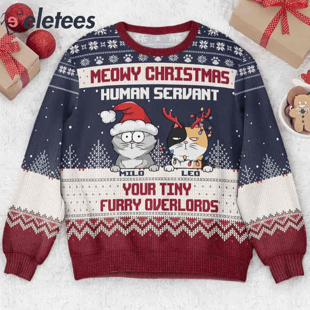 Meowy Christmas Human Servant Custom Name Ugly Christmas Sweater