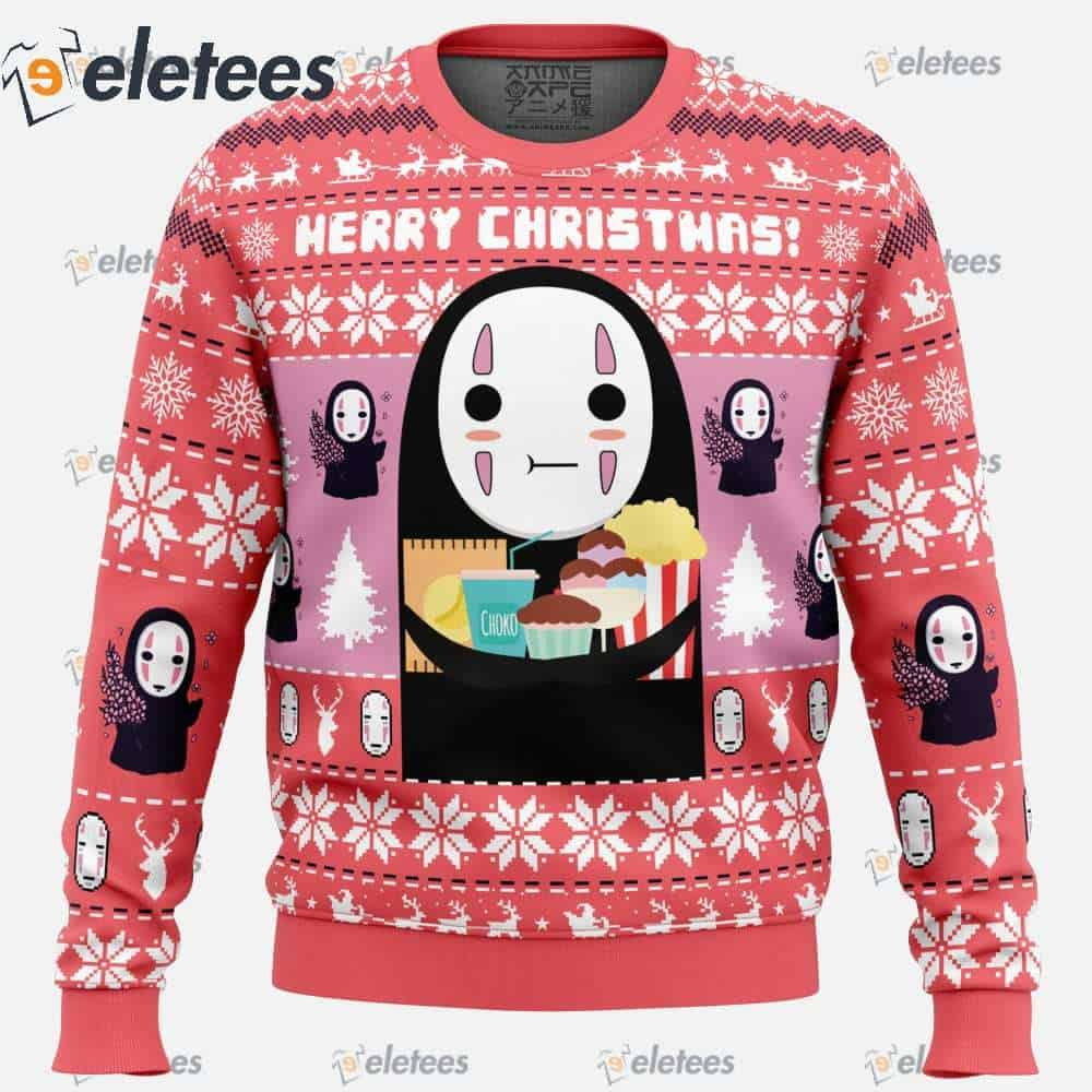 Merry Christmas No Face Spirited Away Ugly Christmas Sweater