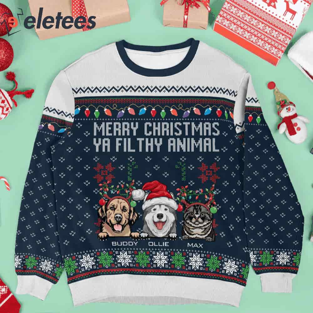 Merry Christmas Ya Filthy Animal Custom Name Ugly Christmas Sweater