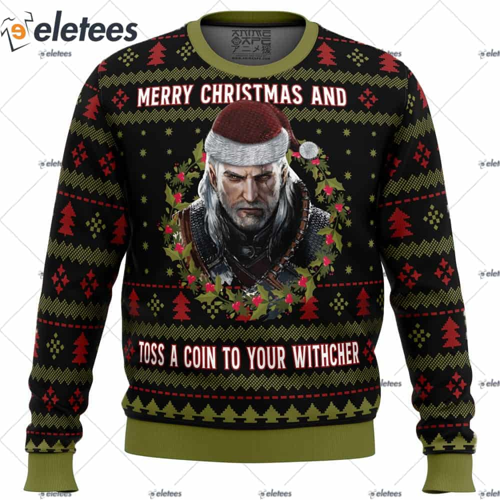 Merry Christmas and Toss a Coin The Witcher Ugly Christmas Sweater