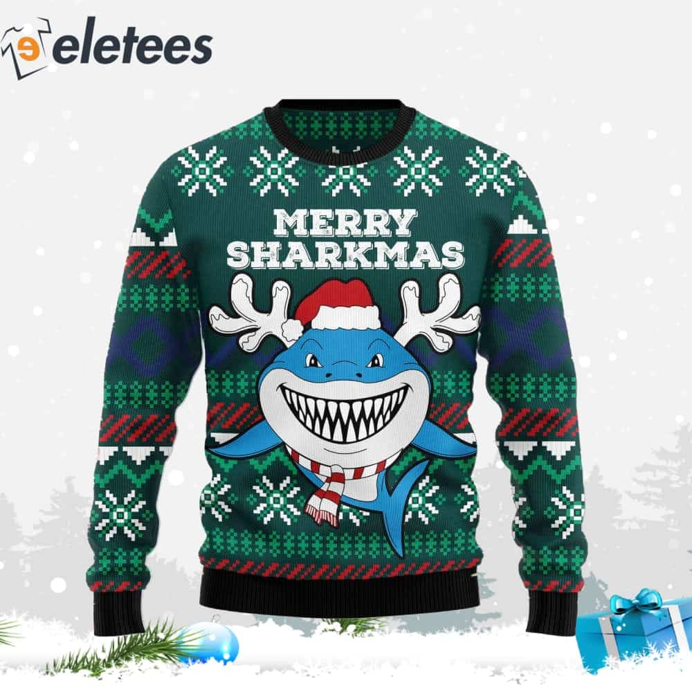 Merry Sharkmas Christmas Ugly Sweater