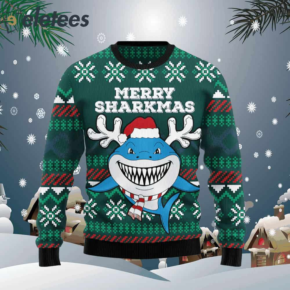 Merry Sharkmas Ugly Christmas Sweater