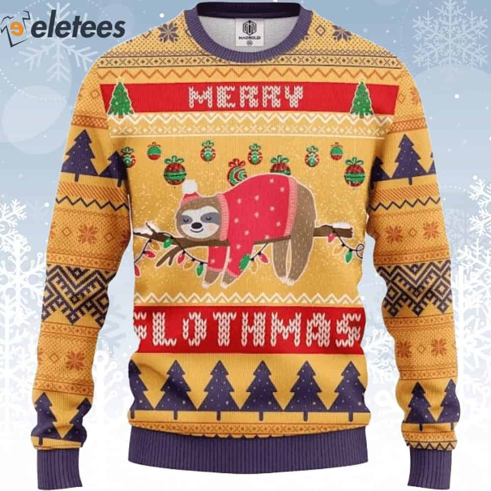 Merry Slothmas Sloth Lover Ugly Christmas Sweater