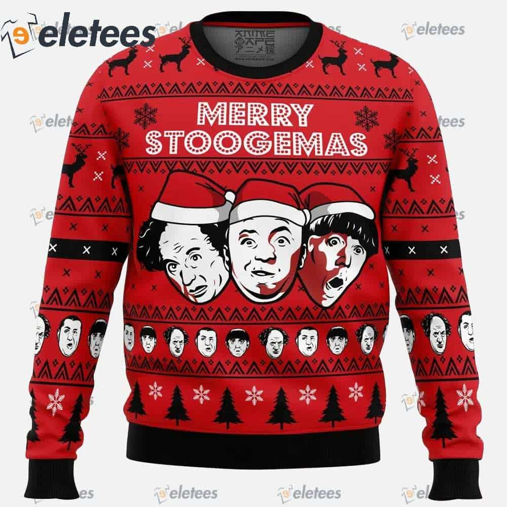 Merry Stoogemas 3 Stooges Ugly Christmas Sweater