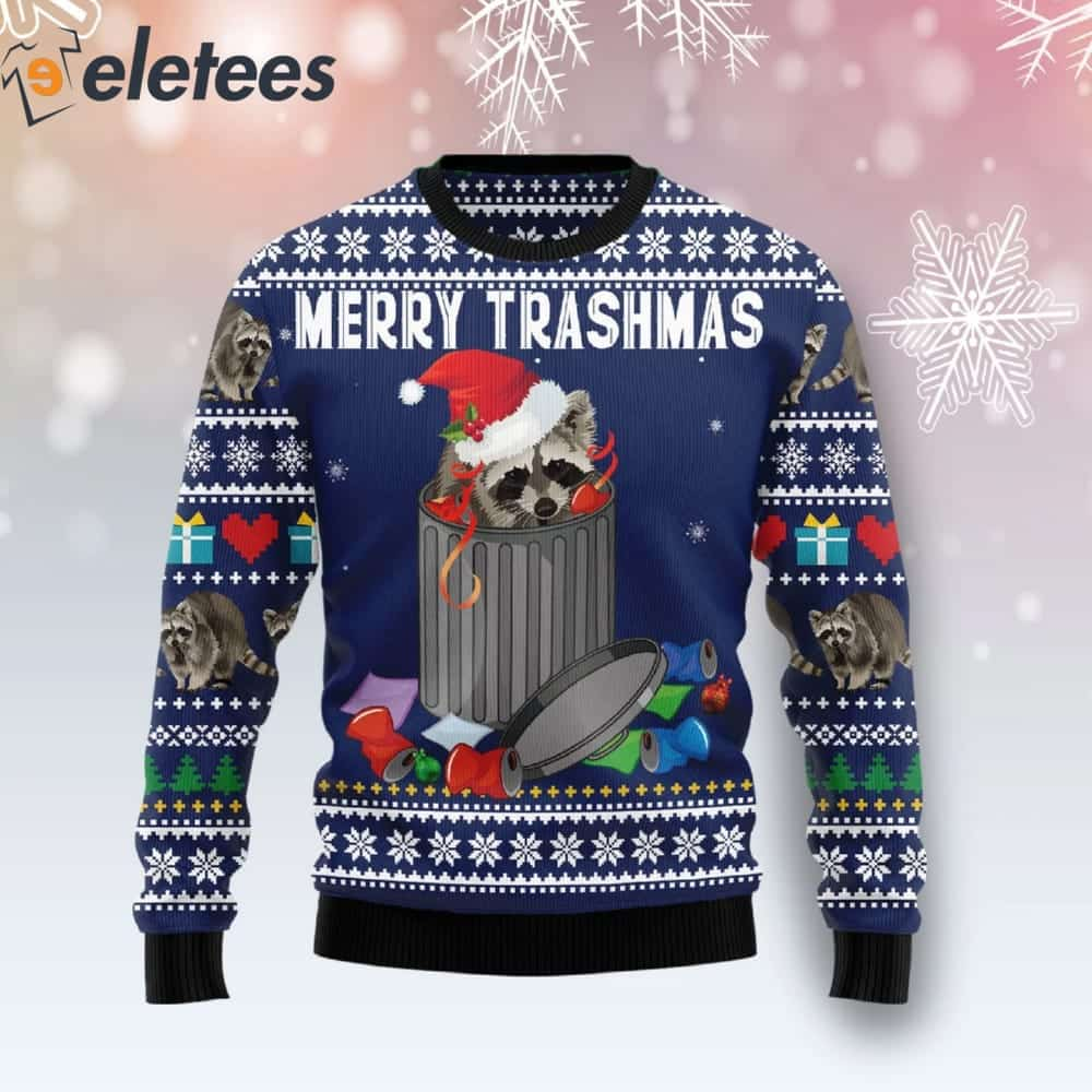 Merry Trashmas Raccoon Ugly Christmas Sweater