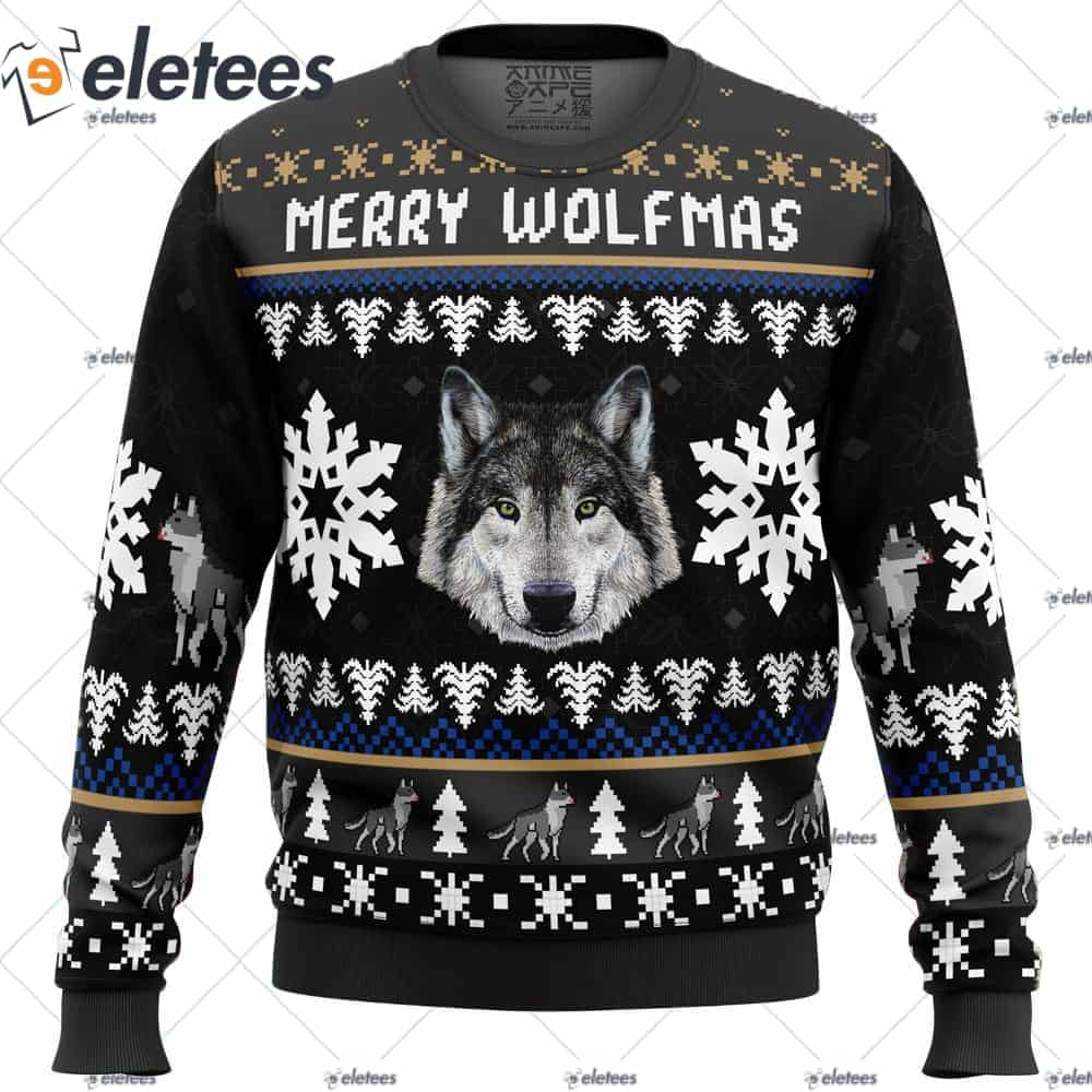 Merry Wolfmas Wolf Ugly Christmas Sweater