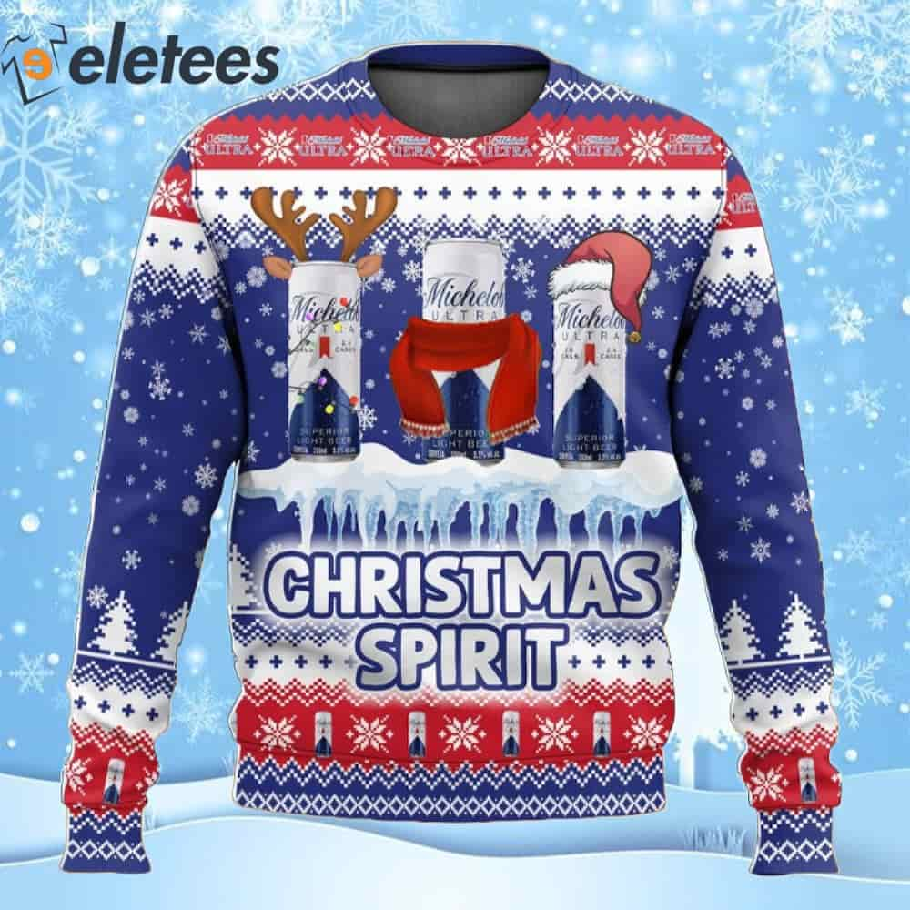 Michelob Ultra Beer Christmas Spirit Ugly Christmas Sweater