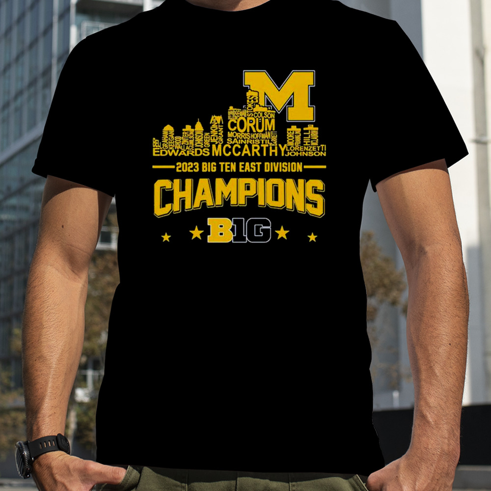 Michigan Wolverines Players Names City Skyline 2023 Big Ten East Division Champions Shirt