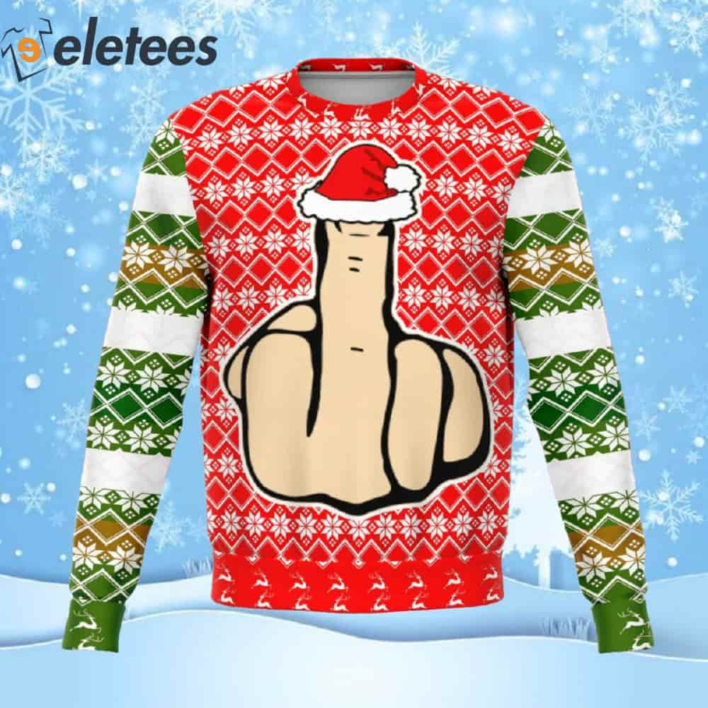 Middle Finger Offensive Ugly Christmas Sweater