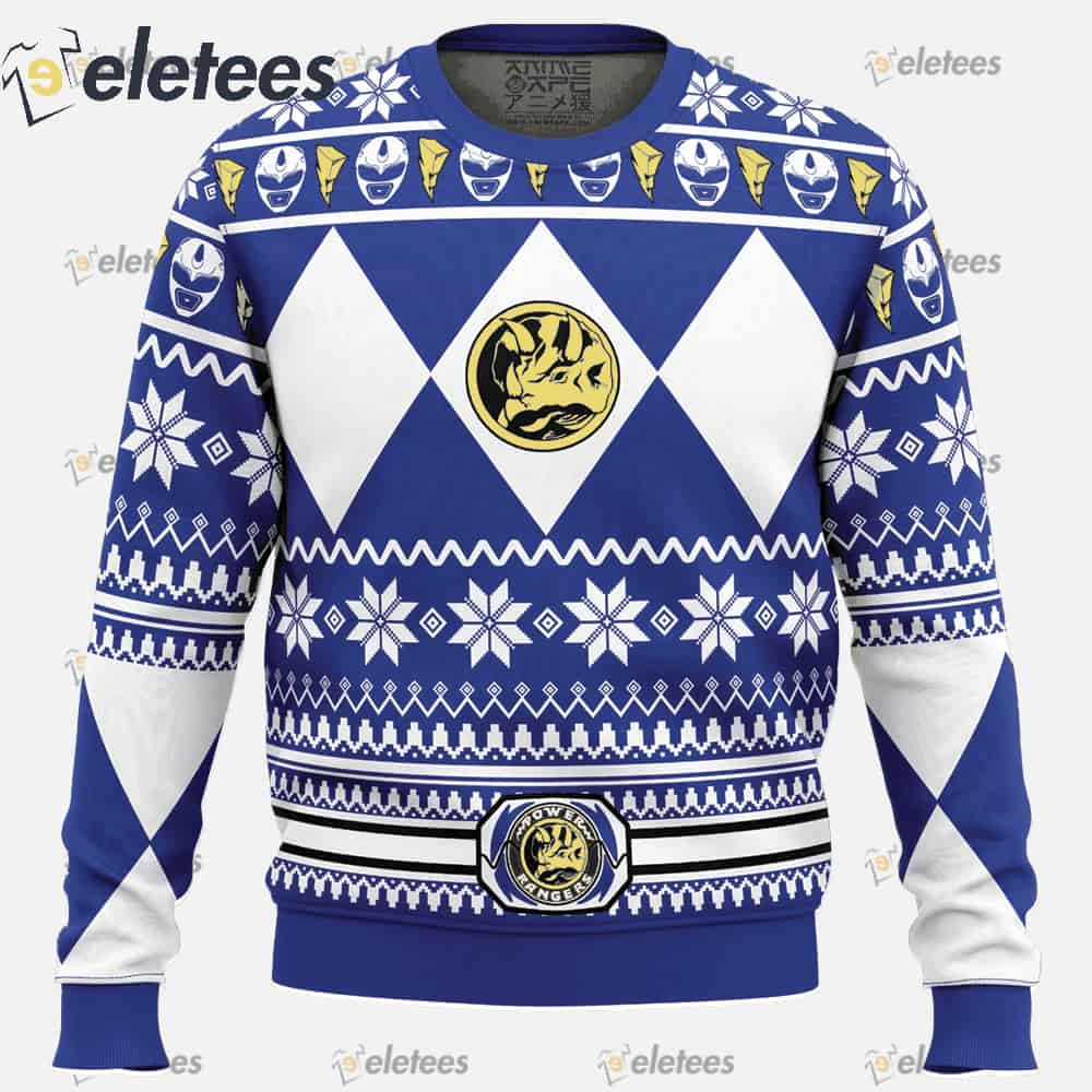 Mighty Morphin Blue Ranger Power Rangers Ugly Christmas Sweater