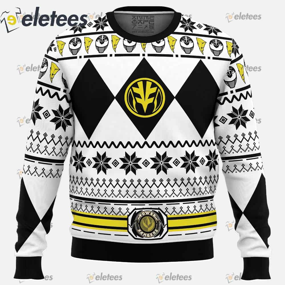 Mighty Morphin White Ranger Power Rangers Ugly Christmas Sweater