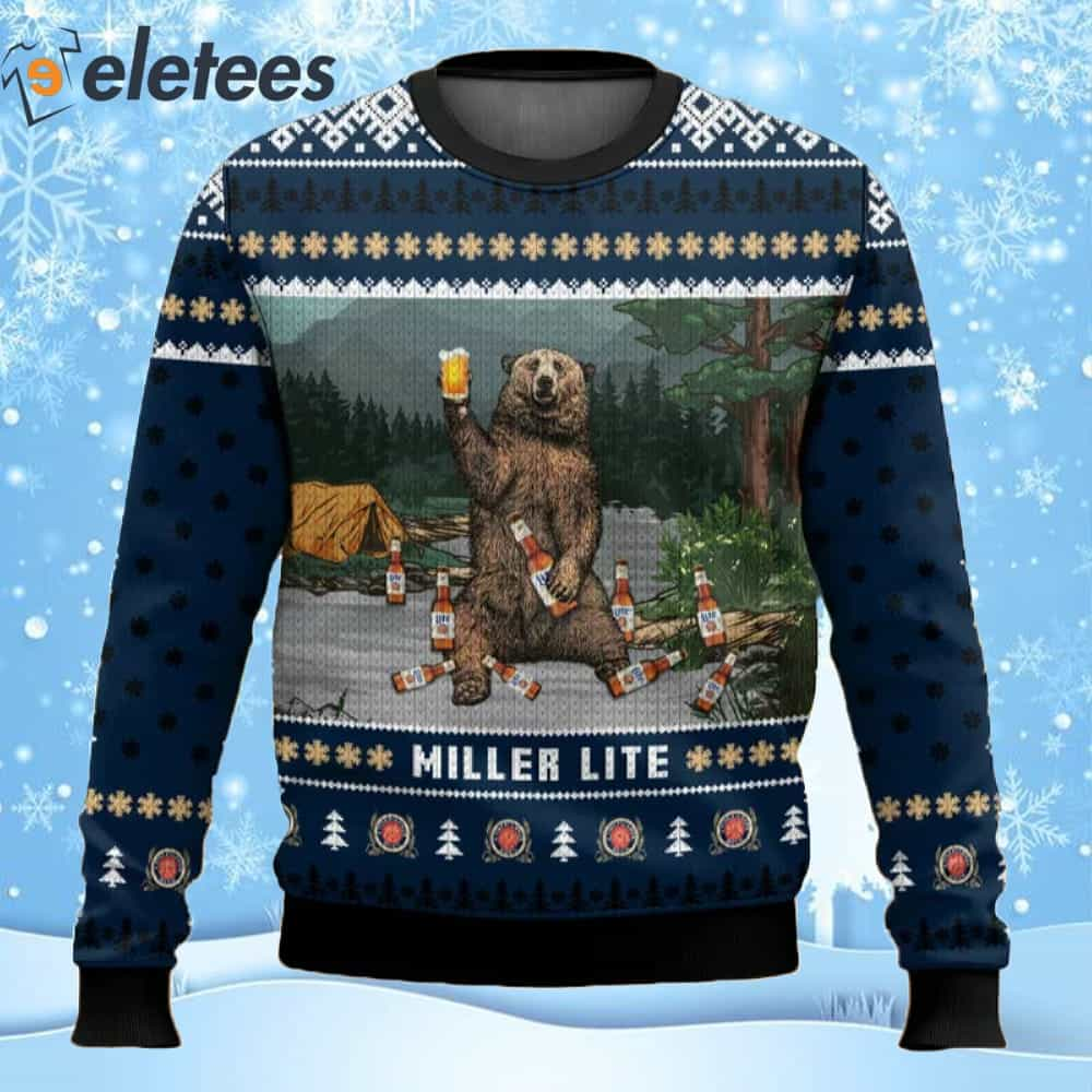 Miller Lite Bear Ugly Christmas Sweater