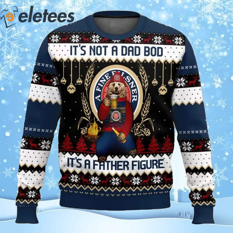 Miller Lite Beer It's Not A Dad Bod It's A Father Figure Ugly Christmas Sweater