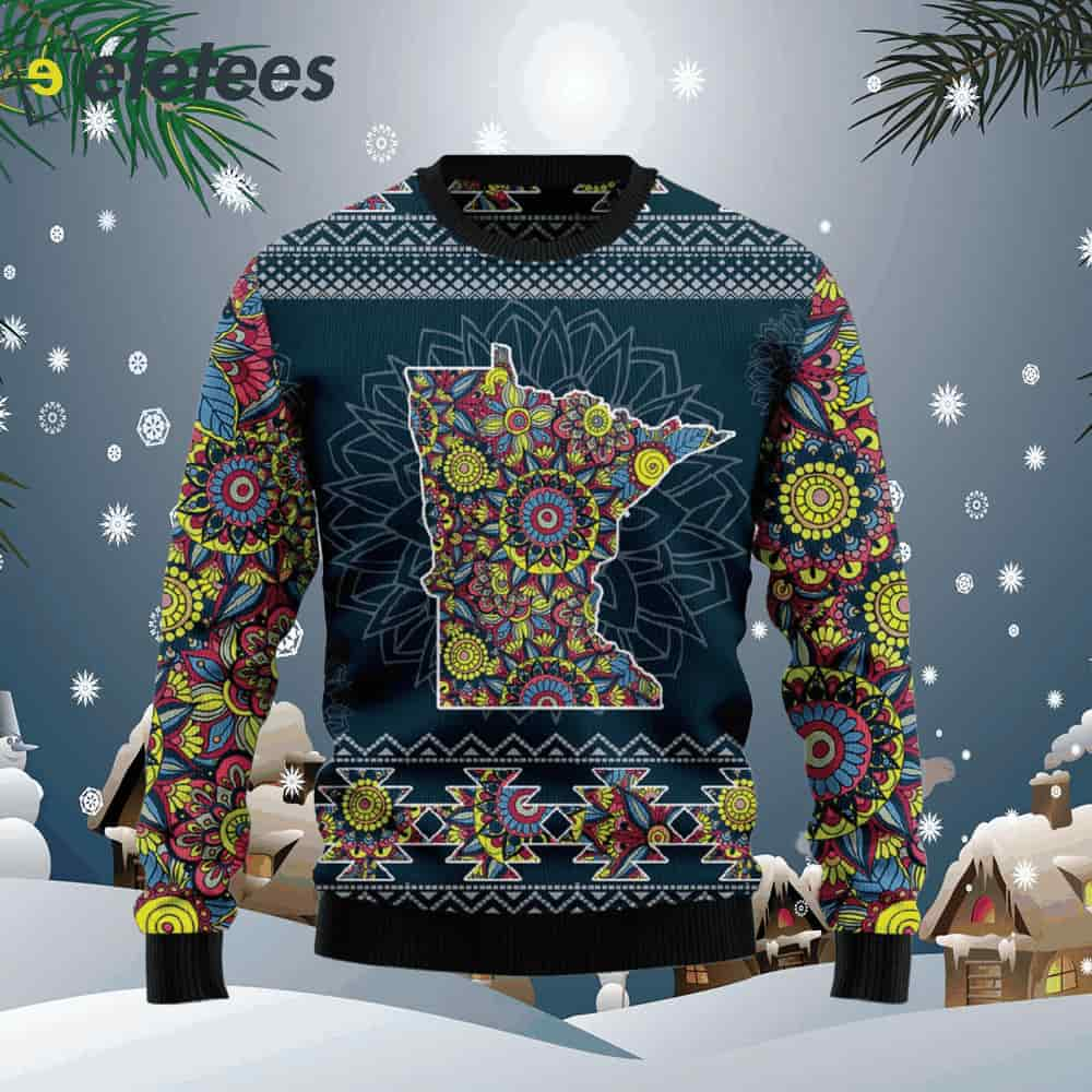 Minnesota Blue Mandala Ugly Christmas Sweater