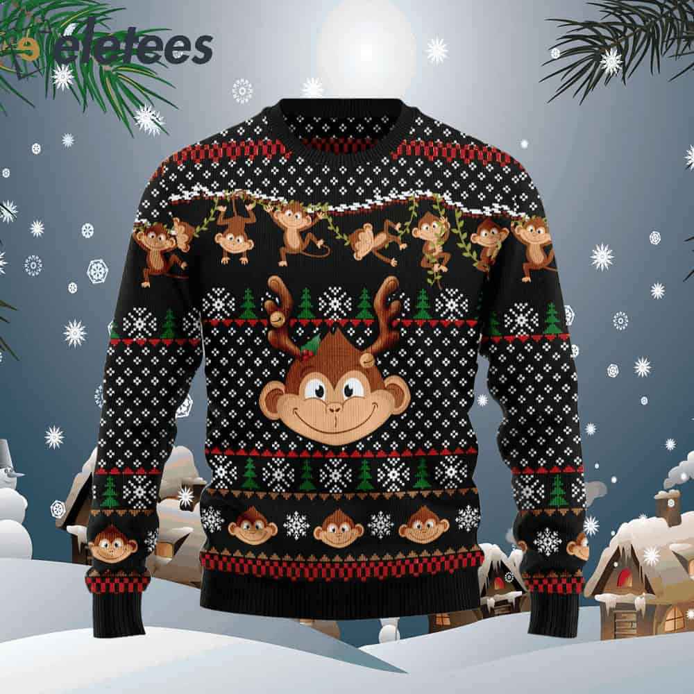 Monkey Christmas Pattern Ugly Christmas Sweater