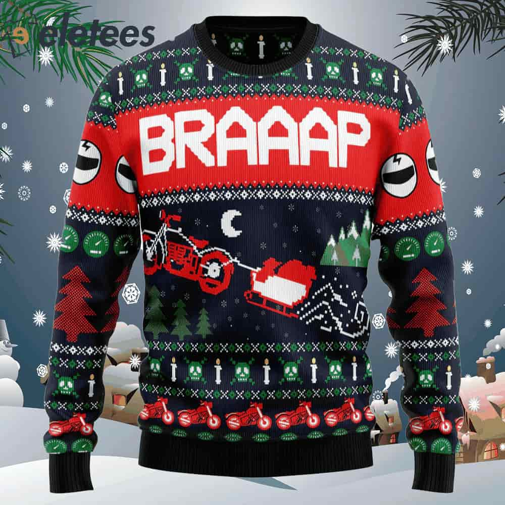 Motorbike Braaap Ugly Christmas Sweater