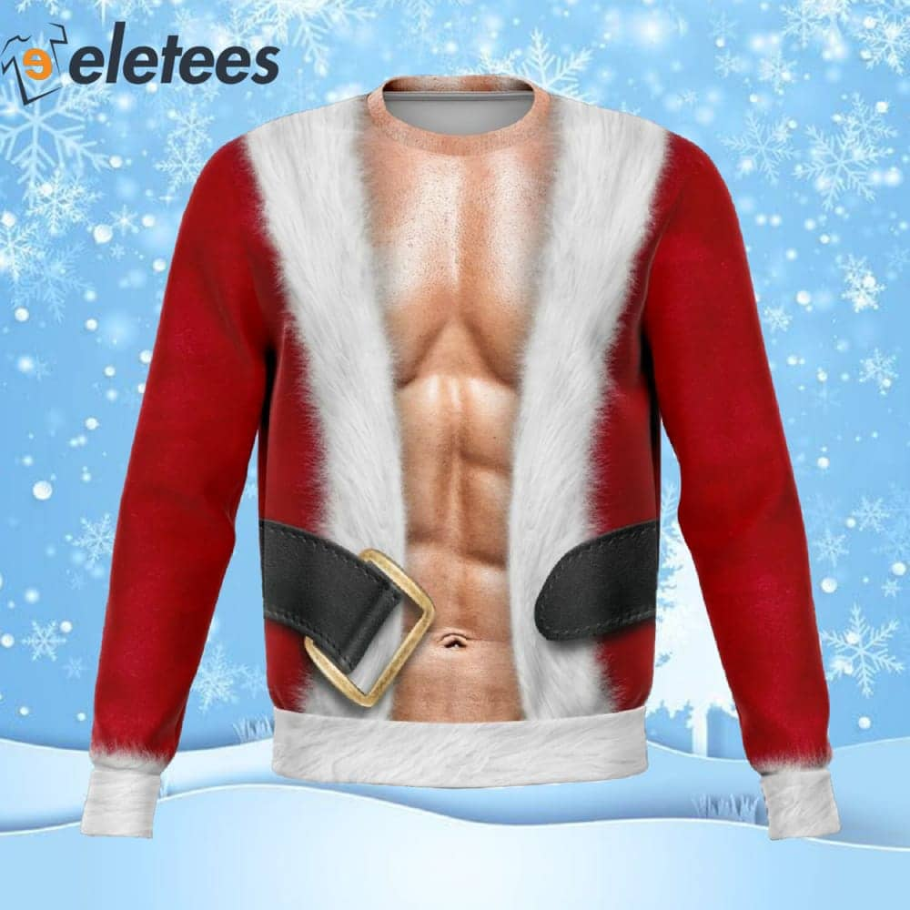 Muscle Santa Sexy Ugly Christmas Sweater