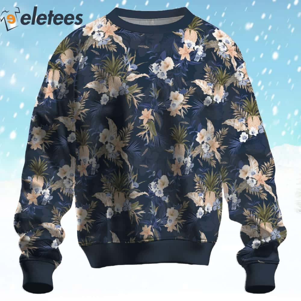 Navy Tropical Ugly Christmas Sweater