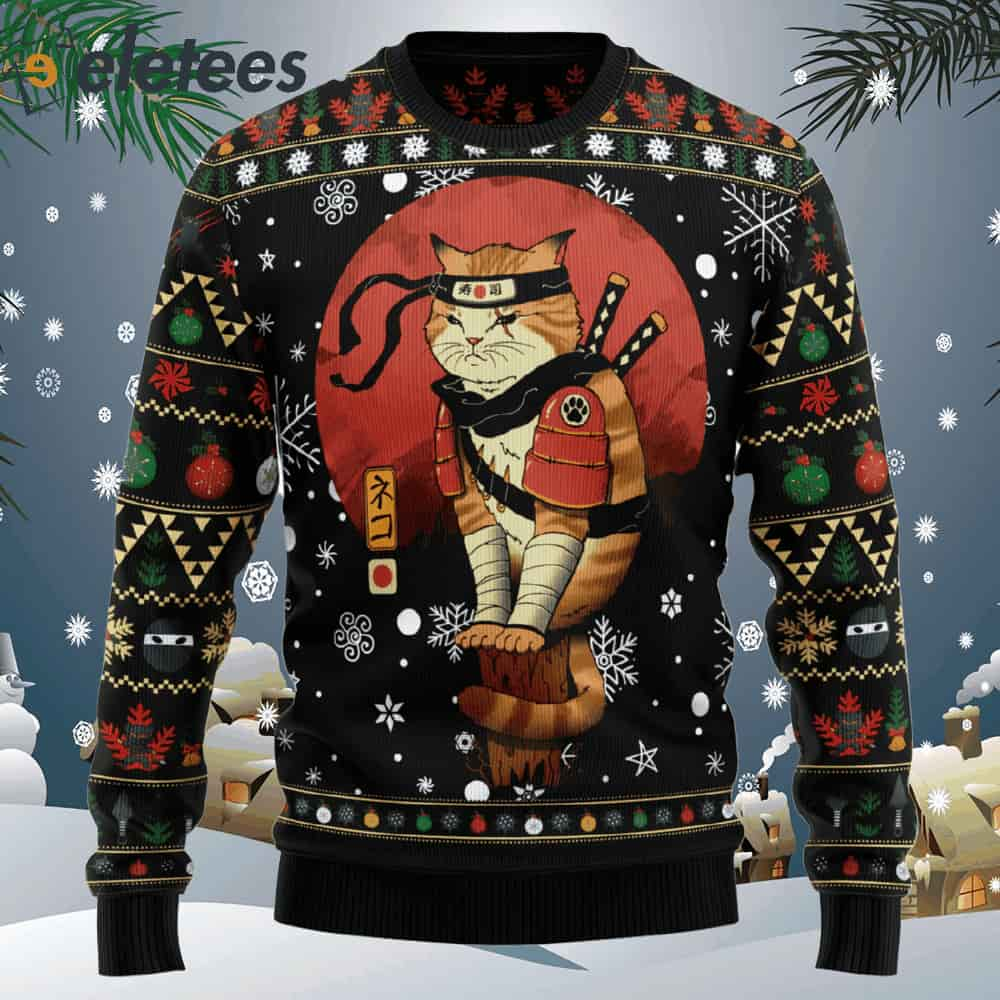 Ninja Cat Ugly Christmas Sweater