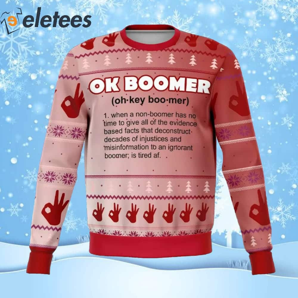 Ok Boomer Mean Holiday Ugly Christmas Sweater