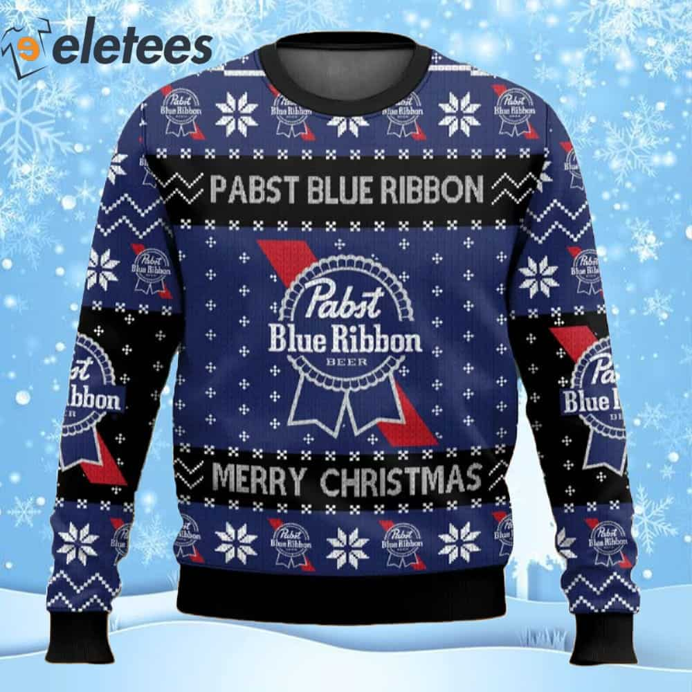 Pabst Blue Ribbon Beer Merry Christmas Ugly Sweater