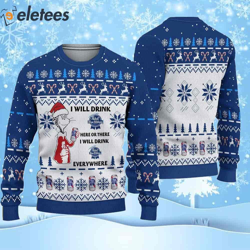 Pabst Blue Ribbon Ugly Christmas Sweater