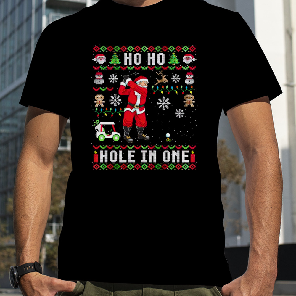 Santa Claus goft ho ho hole in the one ugly Christmas shirt