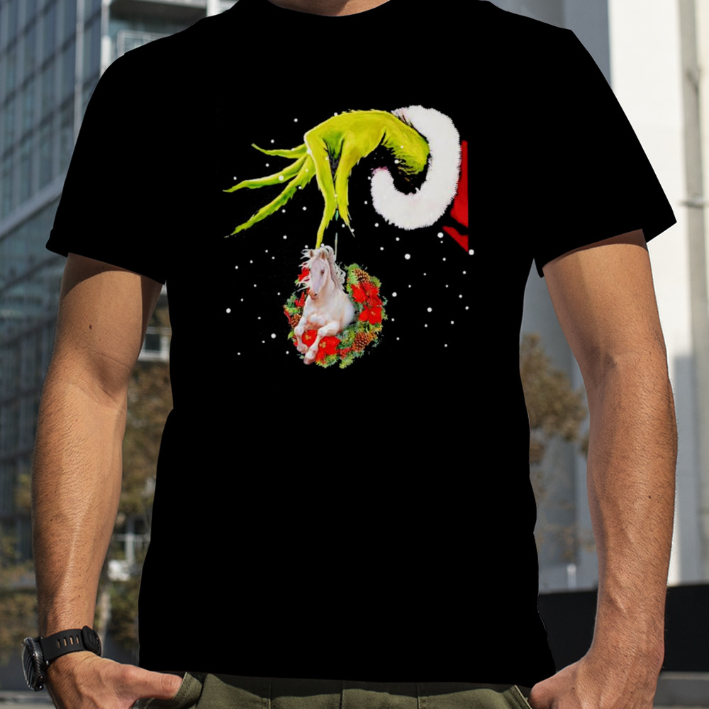 Santa Grinch Hand Holding Horse Christmas Shirt