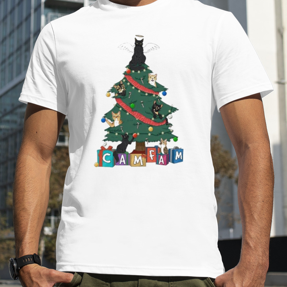 Cat a cam fam Christmas tree shirt