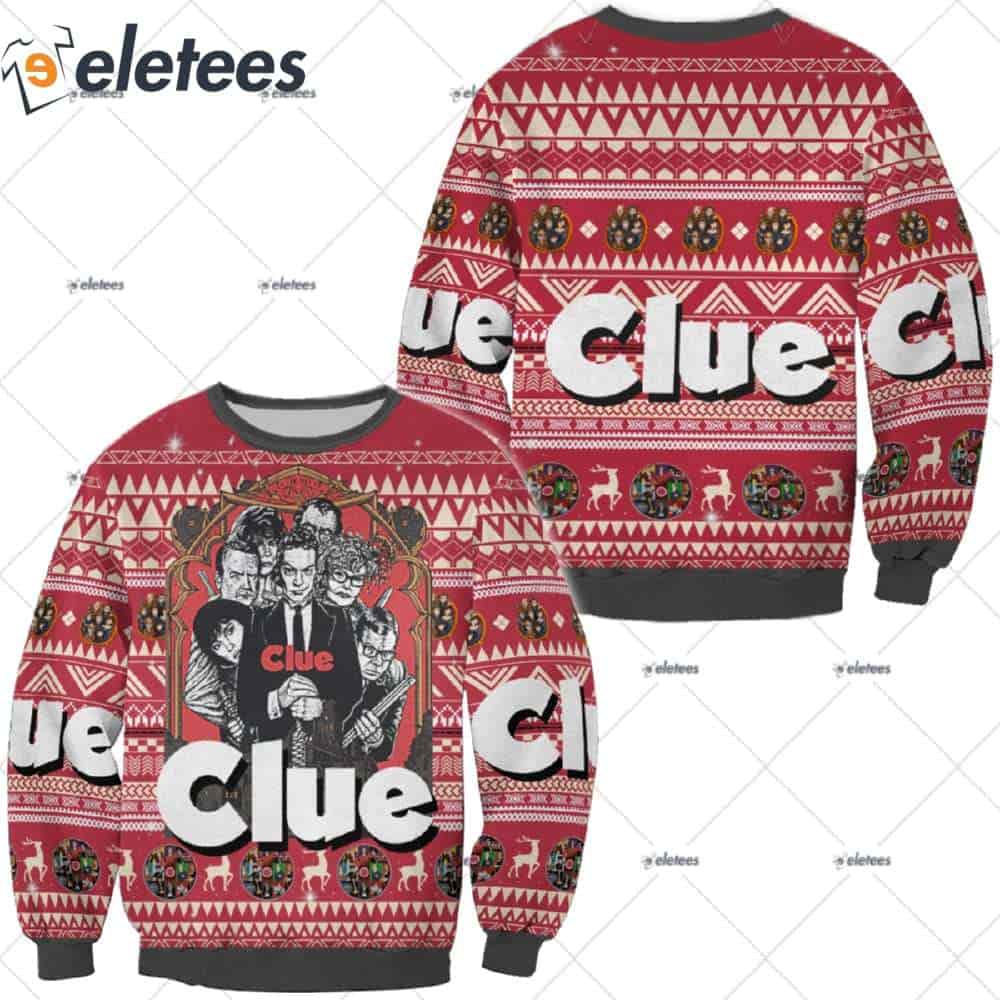 Clue Movie Christmas Movie Lovers Merry 2022 Ugly Christmas Sweater