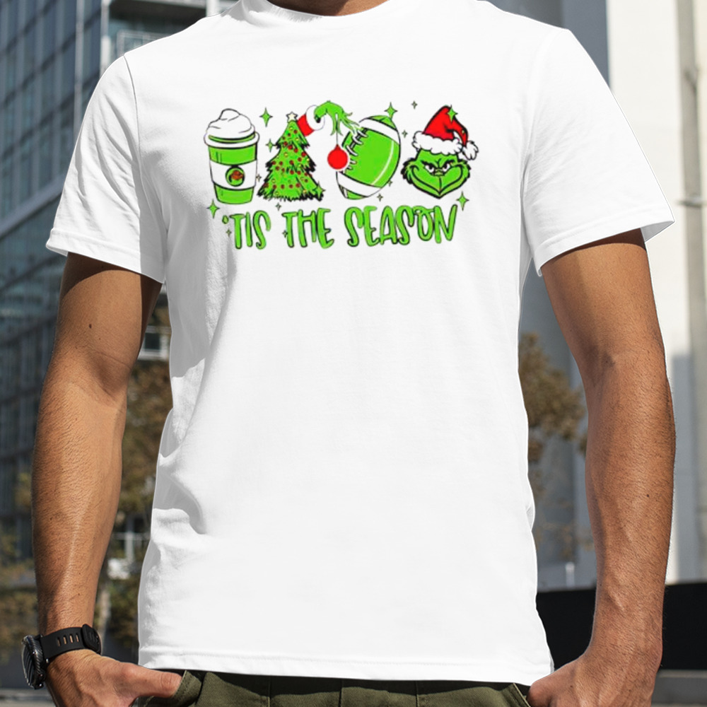 Coffee Christmas football Grinch tis the season shirt