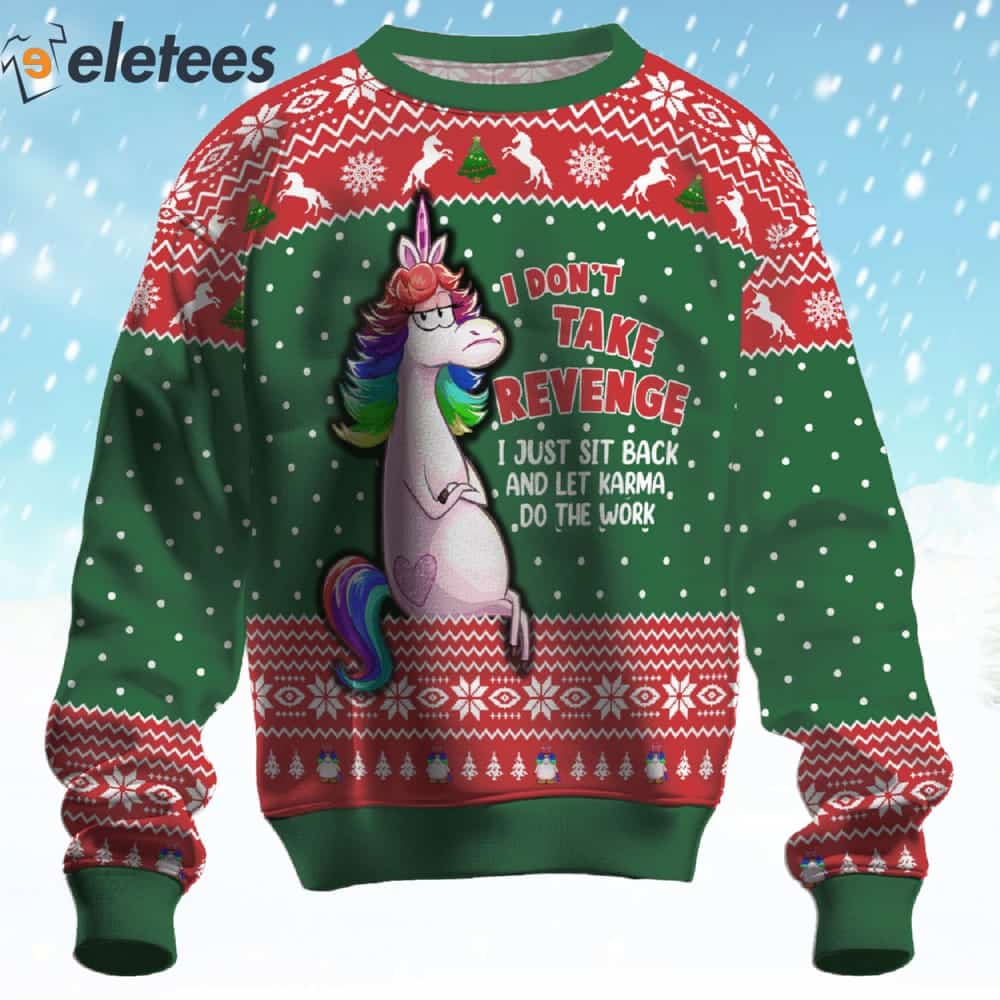 Colorful Unicorn I Don't Take Revenge Ugly Christmas Sweater
