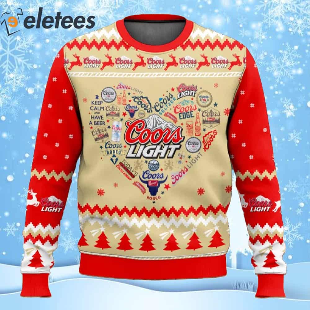 Coors Light Beer Heart Ugly Christmas Sweater