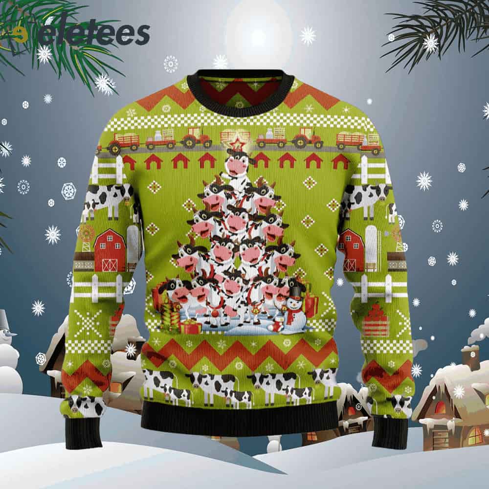 Cow Pine Tree Christmas Ugly Christmas Sweater