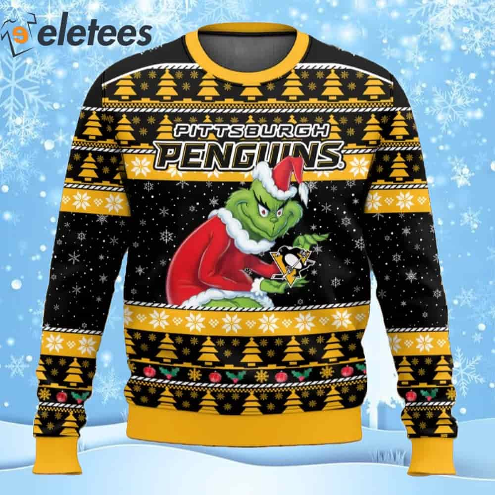 Penguins Hockey Grnch Ugly Christmas Sweater