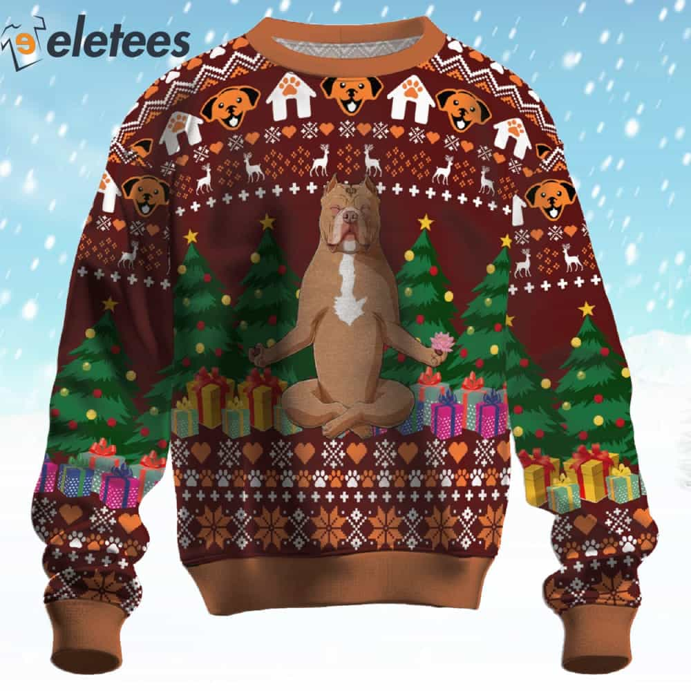 Pitbull Meditation Ugly Christmas Sweater