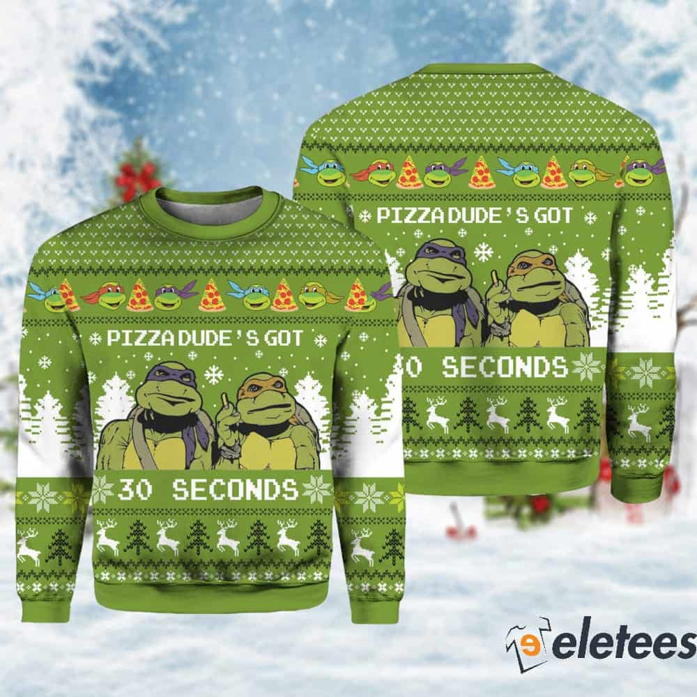 Pizza Dude's Got 30 Seconds Ugly Christmas Sweater