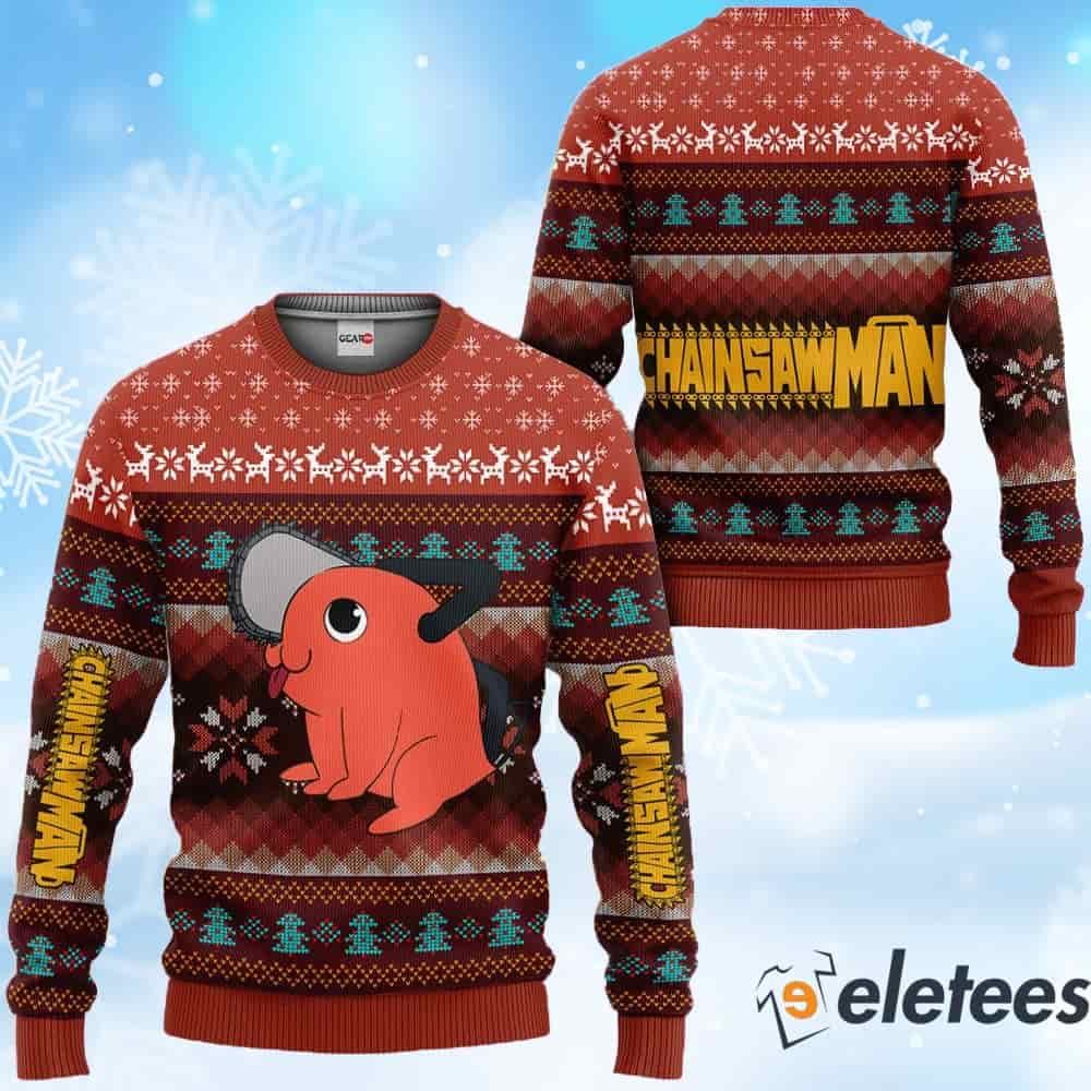 Pochita Chainsaw Man Ugly Christmas Sweater