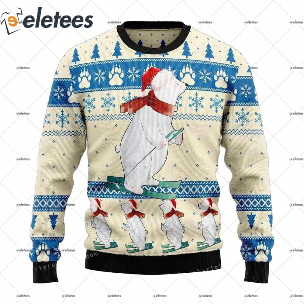 Polar Bear Ice Skiing Ugly Sweater Party