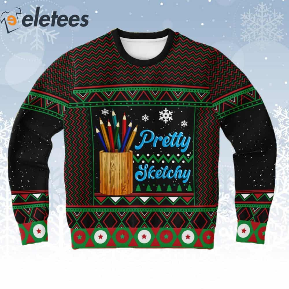 Pretty Sketchy Artist Ugly Christmas Sweater