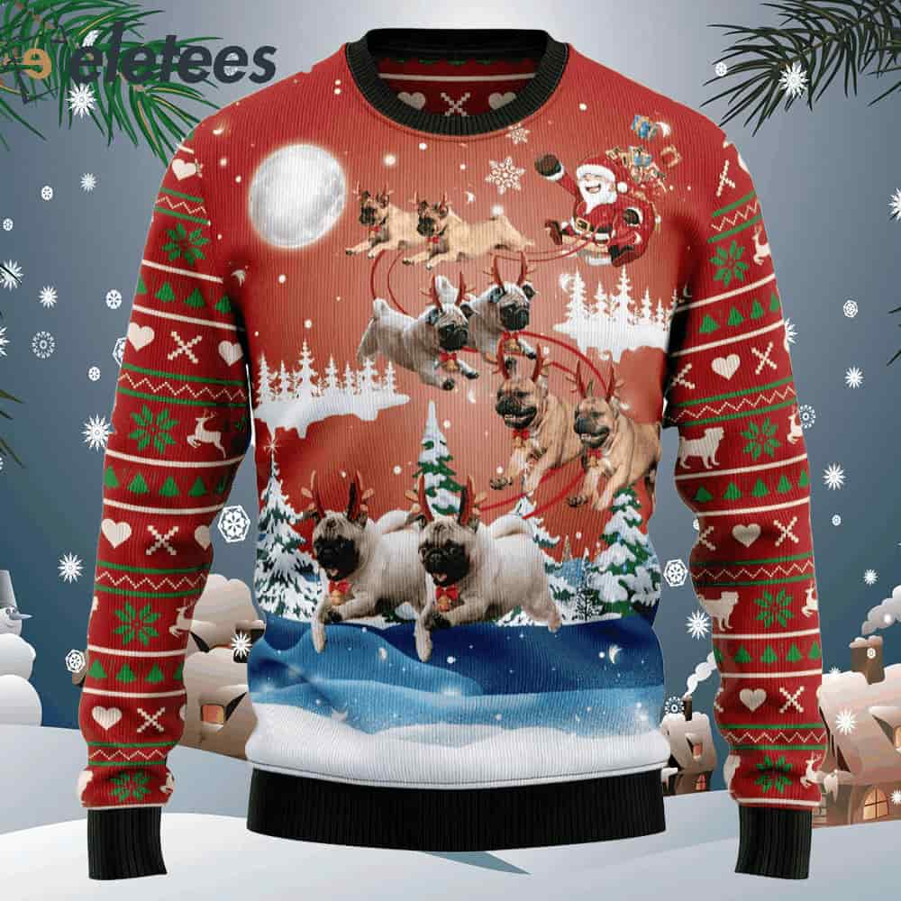 Pug Reindeer Ugly Christmas Sweater