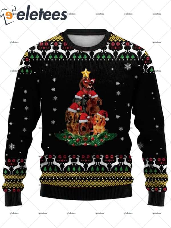 Puppy Dog Christmas Tree Ugly Christmas Sweater