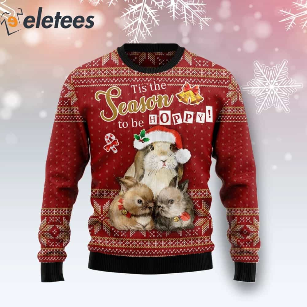 Rabbit Tis The Season To Be Hoppy Ugly Christmas Sweater